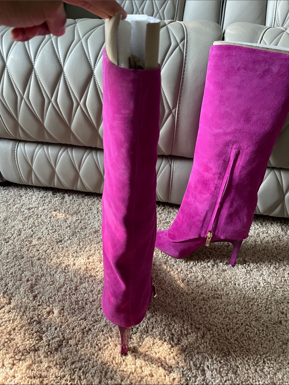 Jessica Simpson Fuchsia Suede Knee-High Stiletto Boots - Picture 11 of 14
